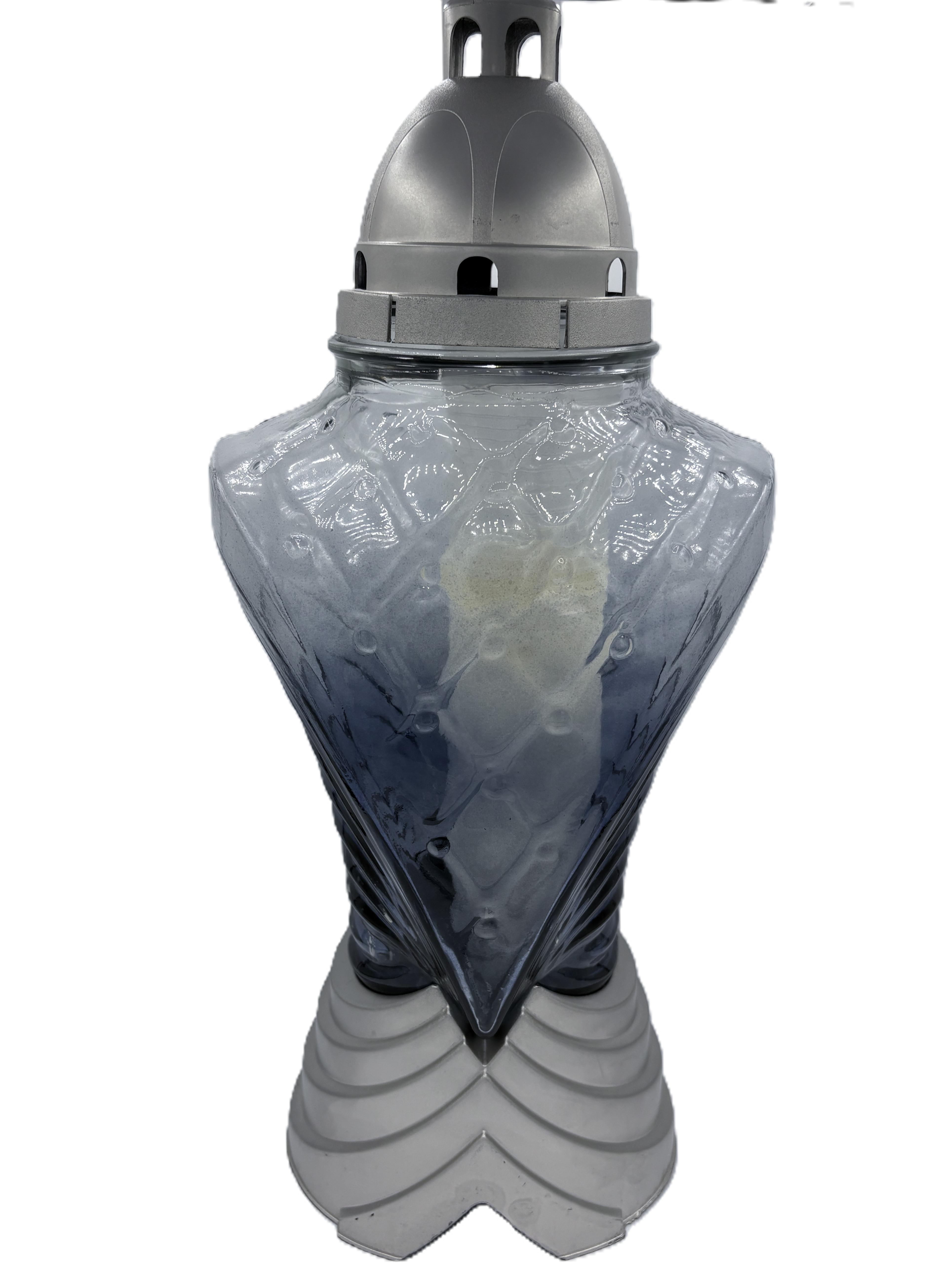 Zilverkleurige graflantaarn met diamantstructuur