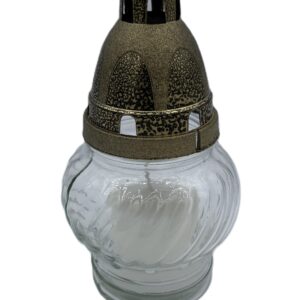 Klassieke glazen graflantaarn met bronzen kap